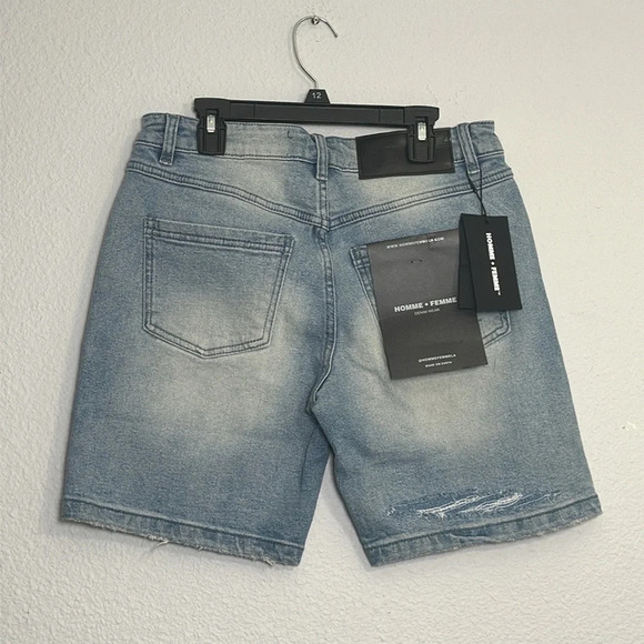 Homme + Femme Men’s Distressed Jeans Shorts with Rips Size 30 NWT - Picture 2 of 9